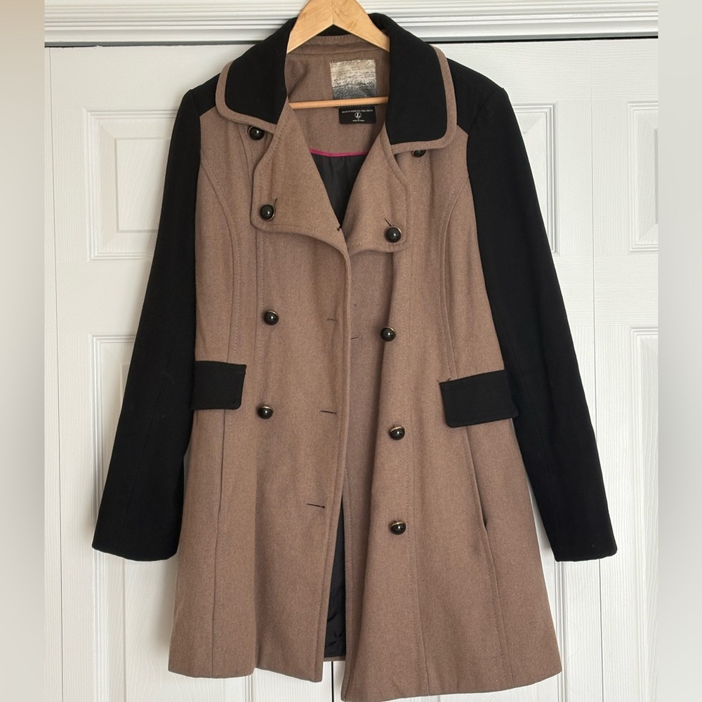 Kensie Tan and Black Pea Coat